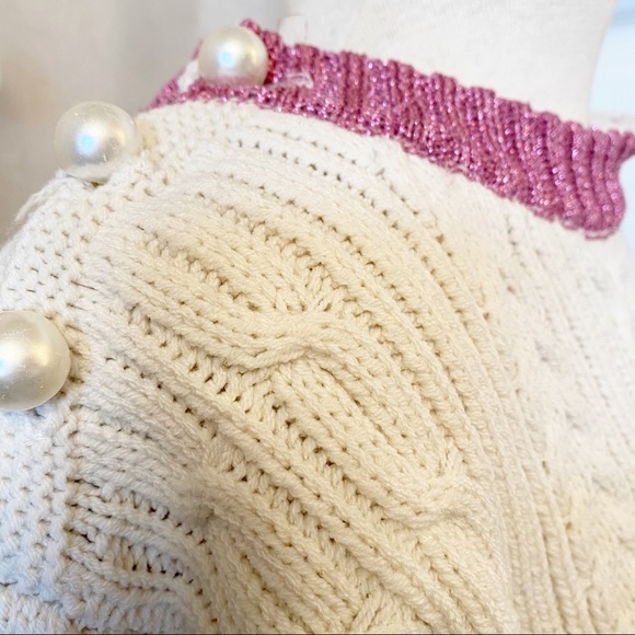 VINTAGE - KNIT SWEATER W/ METALLIC VARSITY STRIPE - Picture 3 of 8